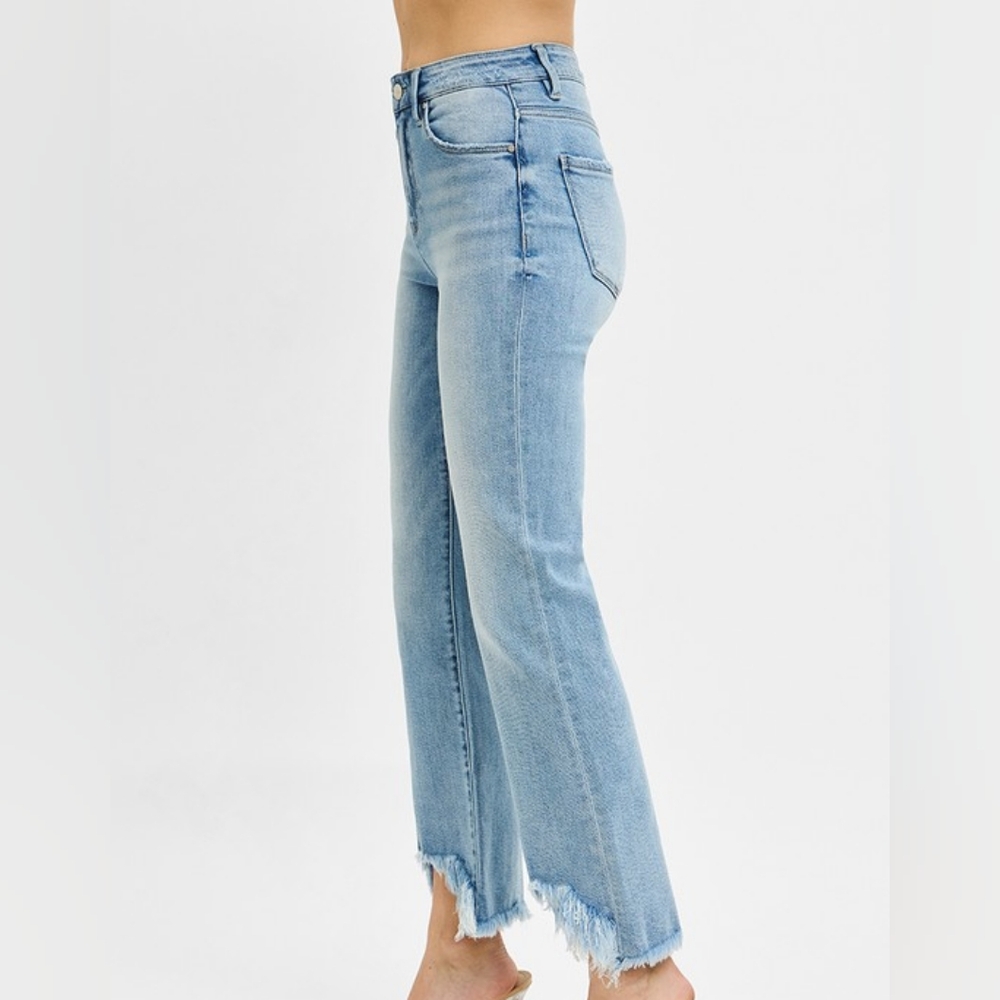 RISEN High Rise Crop Bootcut Fray Hem Jeans - Picture 11 of 13